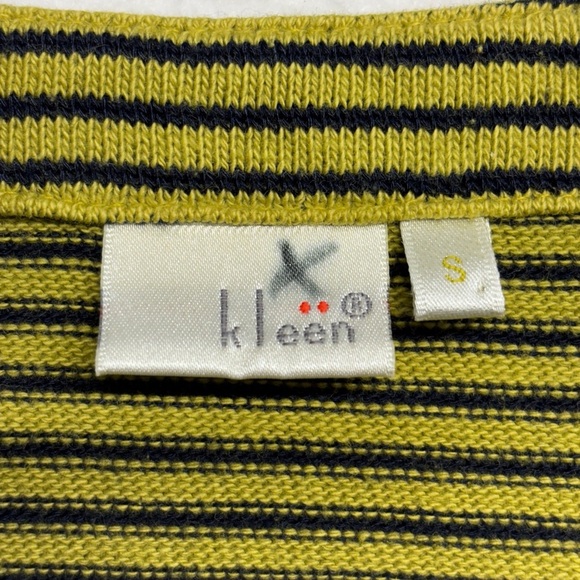 Kleen Cotton Blend Stripe Open Cardigan Knit S Chartreuse Yellow - Picture 3 of 7